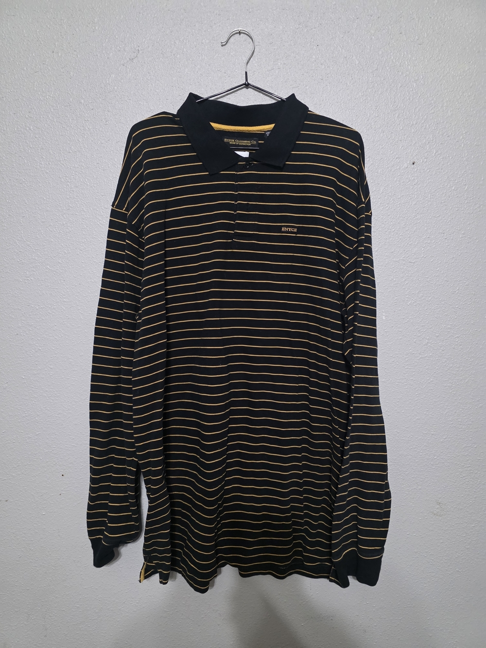 Enyce Black Polo with Thin Gold Stripes - Long Sleeve